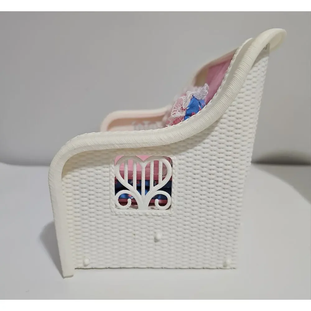 Vintage Barbie Wicker Living Room Set Couch Table Chair Furniture Mattel 1983